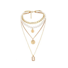 Load image into Gallery viewer, Gold Multilayer Pearl Necklaces
